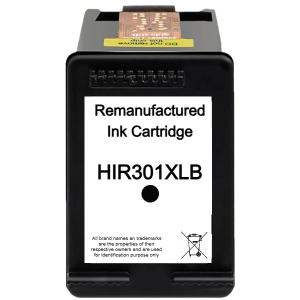Remanufactured HP 301XL black ink cartridge, 750 page extra high-yield replacement cartridge for compatible HP printers