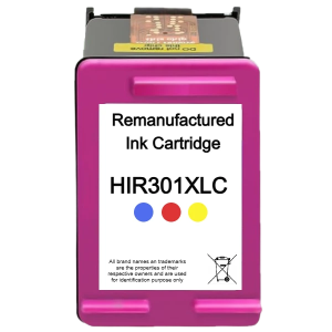 Remanufactured HP 301XL tri colour ink cartridge, 450 page extra high-yield replacement cartridge for compatible HP printers