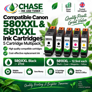 Compatible Canon PGI-580XXL & CLI-581XXL Ink Cartridge Multipack – 5 Cartridges