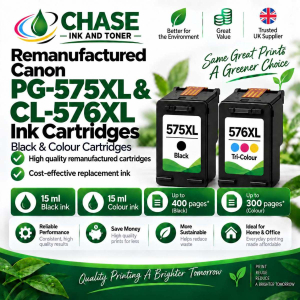 Remanufactured Canon PG-575XL & CL-576XL Ink Cartridges – Black & Tri-Colour Multipack