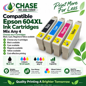 Epson 604XL compatible ink cartridge pack with mix any four color options